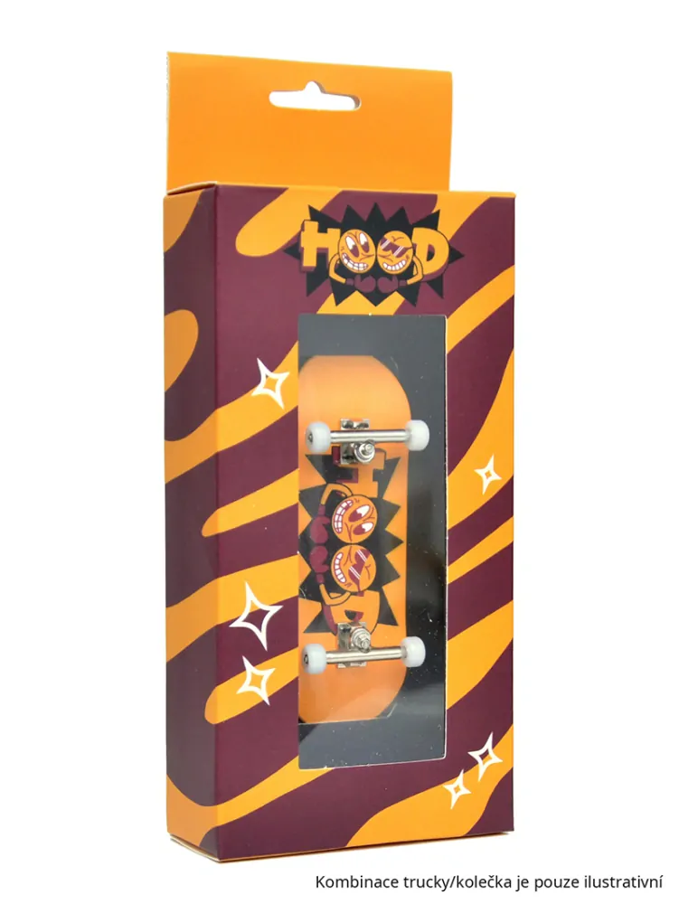 HOOD dřevěný fingerboard - Logo - oranžová 32mm