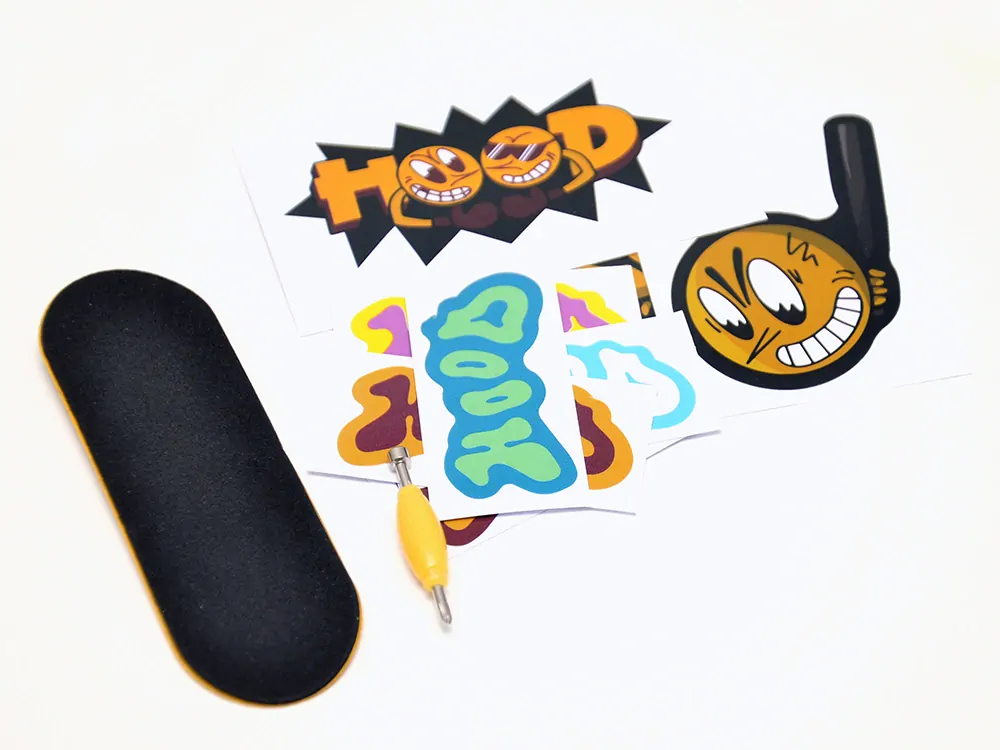 HOOD dřevěný fingerboard - Logo - oranžová 32mm
