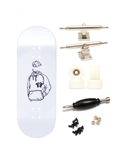 Finga dřevěný fingerboard profesionální - Design DIP - Smoking kills bílá 34mm